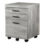 Classeur 3 tiroirs faux bois gris sur roulettes - 7401