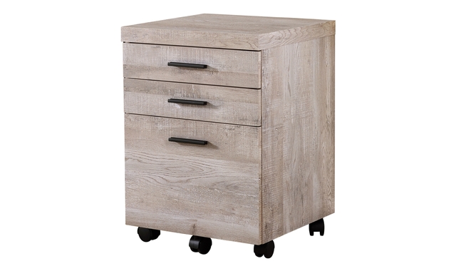Classeur 3 tiroirs faux bois taupe sur roulettes - 7402