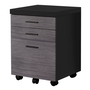 Classeur 3 tiroirs noir gris sur roulettes - 7403