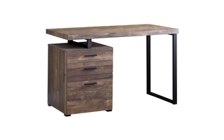 Bureau faux bois brun métal noir - 7408