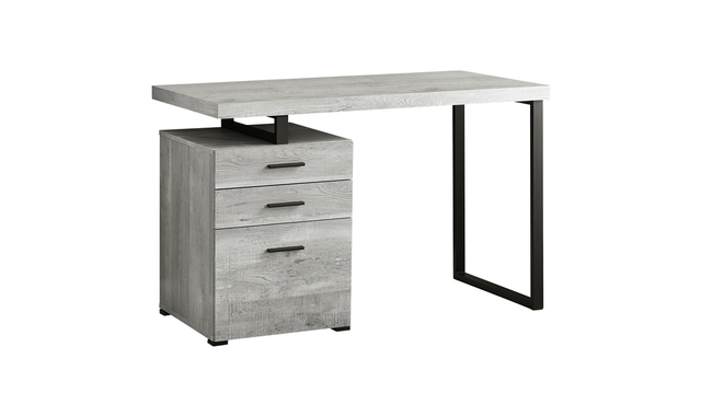 Bureau faux bois gris métal noir - 7409