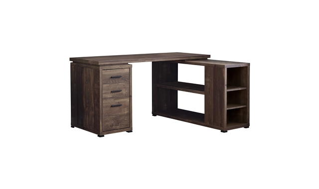 Bureau faux bois brun en coin cote droit gauche - 7420