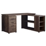 Bureau faux bois brun en coin cote droit gauche - 7420