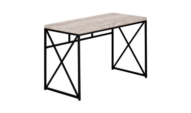 Bureau faux bois taupe métal noir - 7452