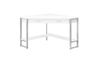 Bureau en coin blanc métal argent - 7500