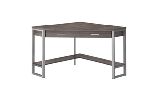 Bureau en coin taupe foncé métal argent - 7501