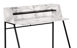 Bureau faux marbre blanc métal noir - 7549
