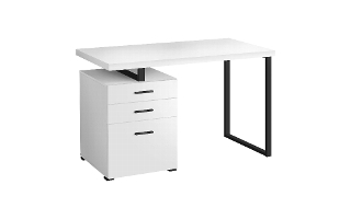 Bureau blanc métal noir face l/r - 7646