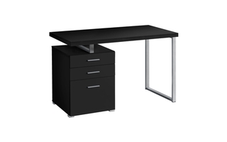 Bureau noir métal argent face l/r - 7649