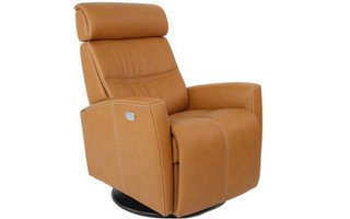 Fauteuil en cuir inclinable pivotant berçant motorisé Fjords-Grand