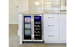 Mini réfrigérateur à boissons avec serrure - Refroidisseur de boissons -  Réfrigérateur de bar à vin - Froster et bière soda - Comptoir en verre  transparent - Capacité de 50 l - 2 étages - Noir : : Maison