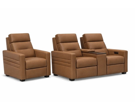 Ensemble Fauteuil et causeuse inclinable avec console en cuir de Palliser***LIQUIDATION***