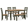 Table de salle à manger Gesthaven avec 4 chaises et banc (Ensemble de 6) de Ashley