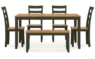Table de salle à manger Gesthaven avec 4 chaises et banc (Ensemble de 6) de Ashley