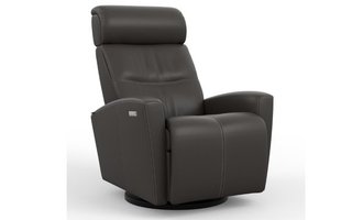 Fauteuil en cuir inclinable pivotant berçant motorisé Fjords-Petit