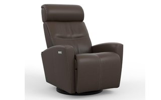 Fauteuil en cuir inclinable pivotant berçant motorisé Fjords-Grand