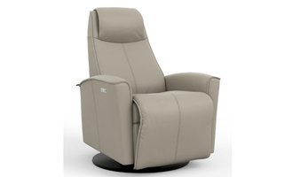Fauteuil en cuir inclinable pivotant berçant motorisé Fjords-Grand
