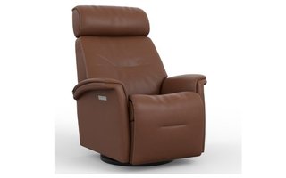 Fauteuil en cuir inclinable pivotant berçant motorisé Fjords-Petit