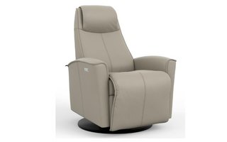 Fauteuil en cuir inclinable pivotant berçant motorisé Fjords-Petit