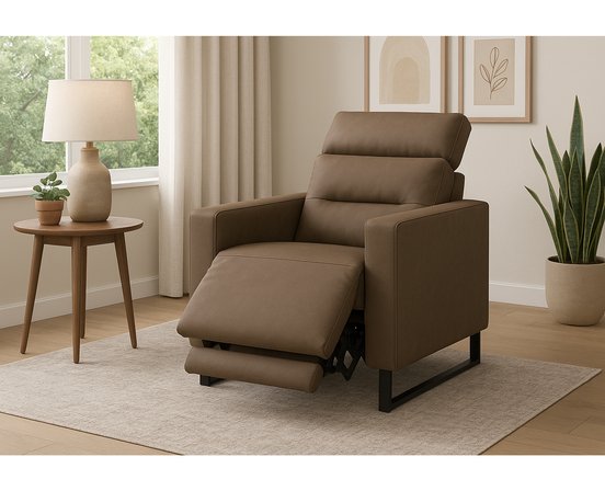 Fauteuil Cleo motorisée avec appui-tête motorisé en cuir de Elran