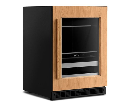 Centre de boissons 24 po avec porte en verre et clayettes à façade en bois KitchenAid - KUBL524SPA