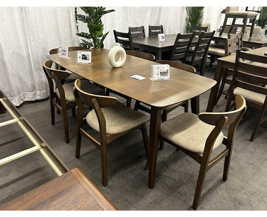 Ensemble de table à manger 7 morceaux Aspect Noyer Brun