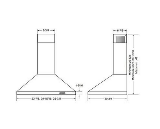 Hotte de cuisinière murale série EW48 de 30 po. Broan - EW4830BLS