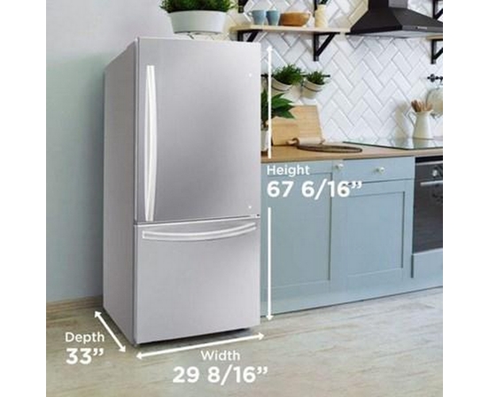 Réfrigérateur à congélateur inférieur amovible de 30 po., 18.7 pi³ avec éclairage DEL Danby - DBM187E1SSDB