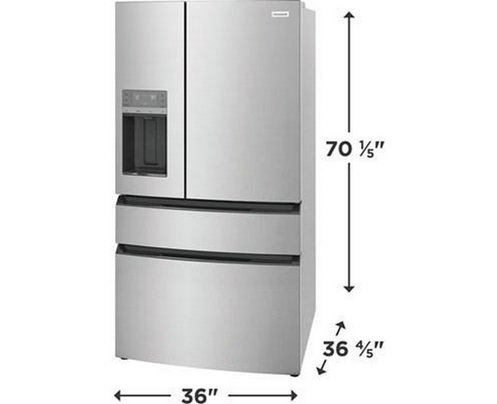 Réfrigérateur quatre portes avec porte à deux battants de 36 po, 26,3 pi³. avec machine à glaçons et eau externe Frigidaire - FRMS2733AV