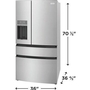 Réfrigérateur quatre portes avec porte à deux battants de 36 po, 26,3 pi³. avec machine à glaçons et eau externe Frigidaire - FRMS2733AV