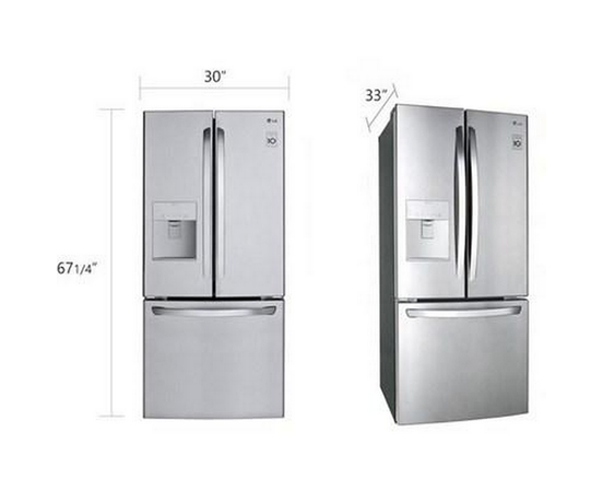 Réfrigérateur trois portes avec porte à deux battants amovible de 30 po., 21,8 pi³ avec distributeur d'eau externe LG - LRFWS2200S