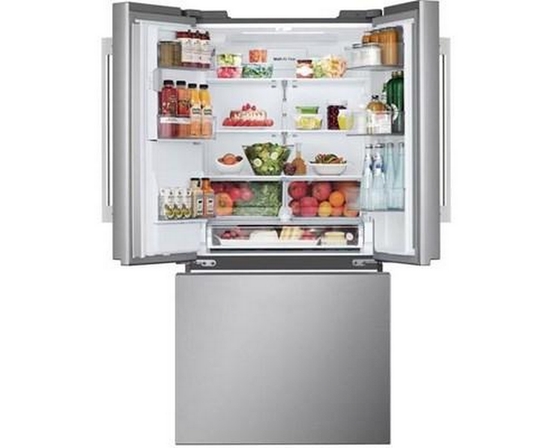 Réfrigérateur trois portes avec porte à deux battants autoportant de 33 po, 25 pi³. avec distributeur d'eau et de glaçons LG - LF25H6330S