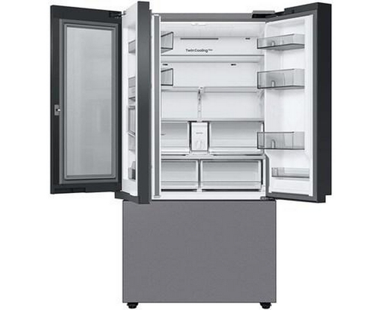 Réfrigérateur trois portes avec porte à deux battants Bespoke, à profondeur de comptoir de 36 po., 24 pi³ avec machine à glaçons double Samsung - RF24BB6600QLAA