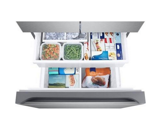 Réfrigérateur trois portes avec porte à deux battants de 33 po, 24,5 pi³. avec Beverage Center™ et pichet d’eau à remplissage automatique Samsung - RF25C5551SR/AA