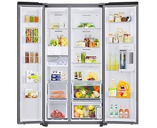 Réfrigérateur côte-à-côte à profondeur de comptoir Bespoke de 36 po, 22,6 pi³. avec centre de breuvage Samsung - RS23CB760012AA