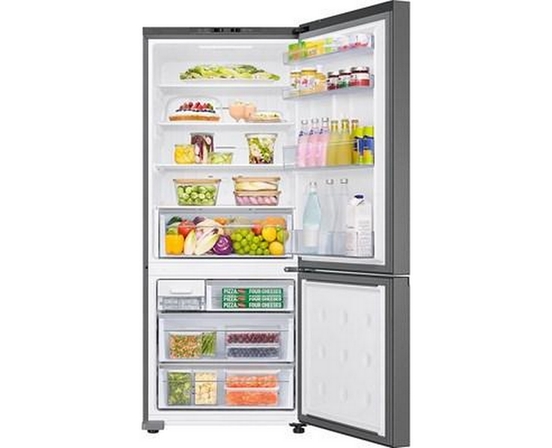 Réfrigérateur à congélateur inférieur à profondeur de comptoir de 28 po, 15 pi³. avec mode d’économie d’énergie intelligent SmartThings AI Samsung - RB15DG6000SRAA