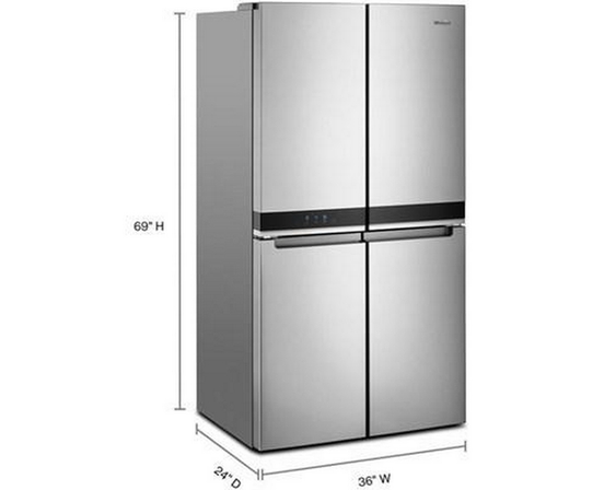 Réfrigérateur quatre portes avec porte à deux battants à profondeur de comptoir de 36 po., 19,4 pi³ avec contrôle de température personnalisé Whirlpool - WRQA59CNKZ