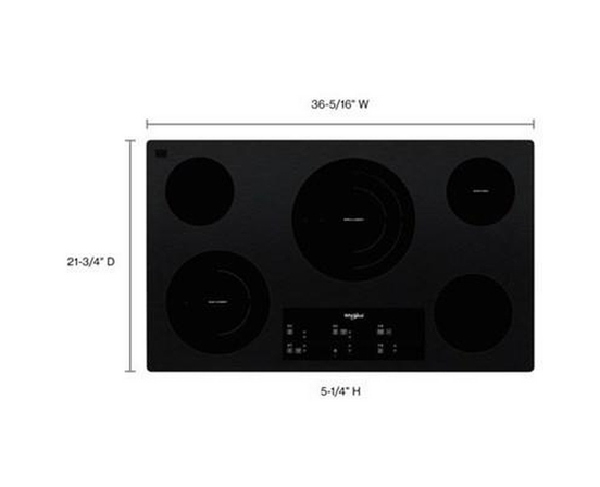 Table de cuisson encastrée électrique de 36 po. avec élément FlexHeat™ Whirlpool - WCE97US6KB