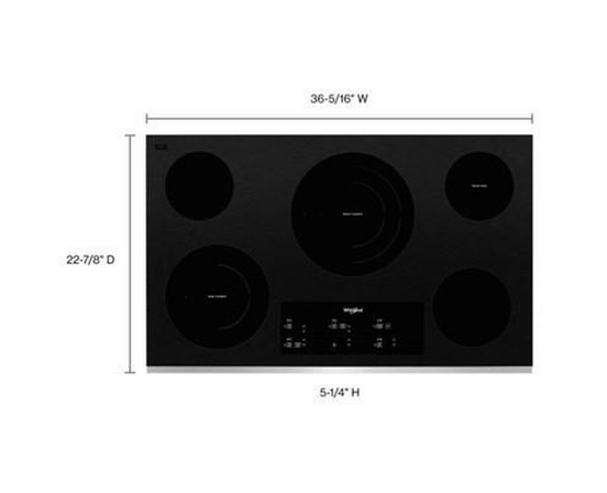 Table de cuisson encastrée électrique de 36 po. avec élément FlexHeat™ Whirlpool - WCE97US6KS