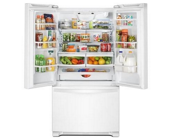 Réfrigérateur trois portes avec porte à deux battants amovible de 33 po, 22,1 pi³. avec machine à glaçons Whirlpool - WRFF5333PW