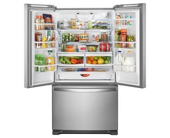 Réfrigérateur trois portes avec porte à deux battants amovible de 33 po, 22,1 pi³. avec machine à glaçons Whirlpool - WRFF5333PZ