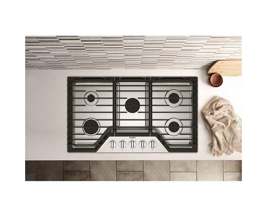 Cuisinière à gaz encastrable de 36 po avec grilles en fonte EZ-2-Lift™ Whirlpool - WCGK5036PS