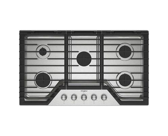 Table de cuisson à gaz encastrée de 36 po avec des grilles en fonte EZ-2-Lift™ Whirlpool - WCGK7036PS