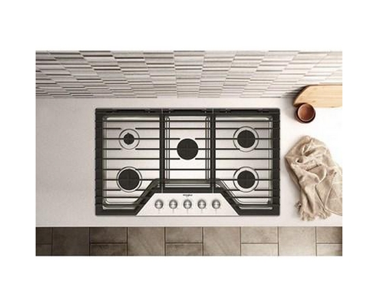 Table de cuisson à gaz encastrée de 36 po avec des grilles en fonte EZ-2-Lift™ Whirlpool - WCGK7036PS