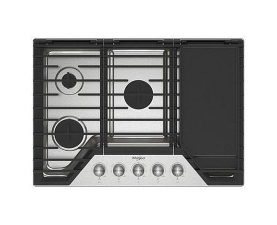Table de cuisson à gaz encastrée de 30 po avec grille 2-en-1 et plaque chauffante Whirlpool - WCGK7530PS