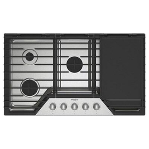 Table de cuisson à gaz encastrée de 36 po avec grille 2-en-1 et plaque chauffante Whirlpool - WCGK7536PS
