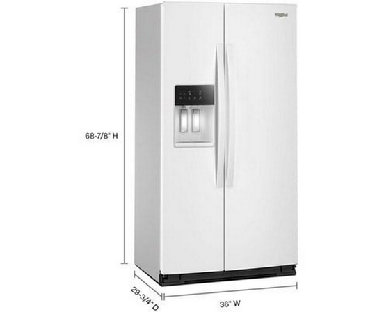 Réfrigérateur côte-à-côte de 36 po, 21 pi³. avec distributeur d'eau et de glace Whirlpool - WRSC5536RW