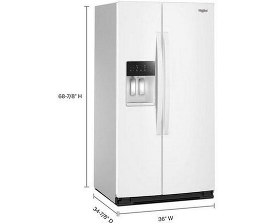 Réfrigérateur côte-à-côte de 36 po, 28 pi³. avec distributeur d'eau et de glace Whirlpool - WRSF5536RW
