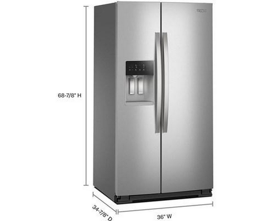 Réfrigérateur côte-à-côte de 36 po, 28 pi³. avec distributeur d'eau et de glace Whirlpool - WRSF5536RZ