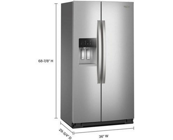 Réfrigérateur côte-à-côte de 36 po avec distributeur d'eau et de glace Whirlpool - WRSC6536RZ